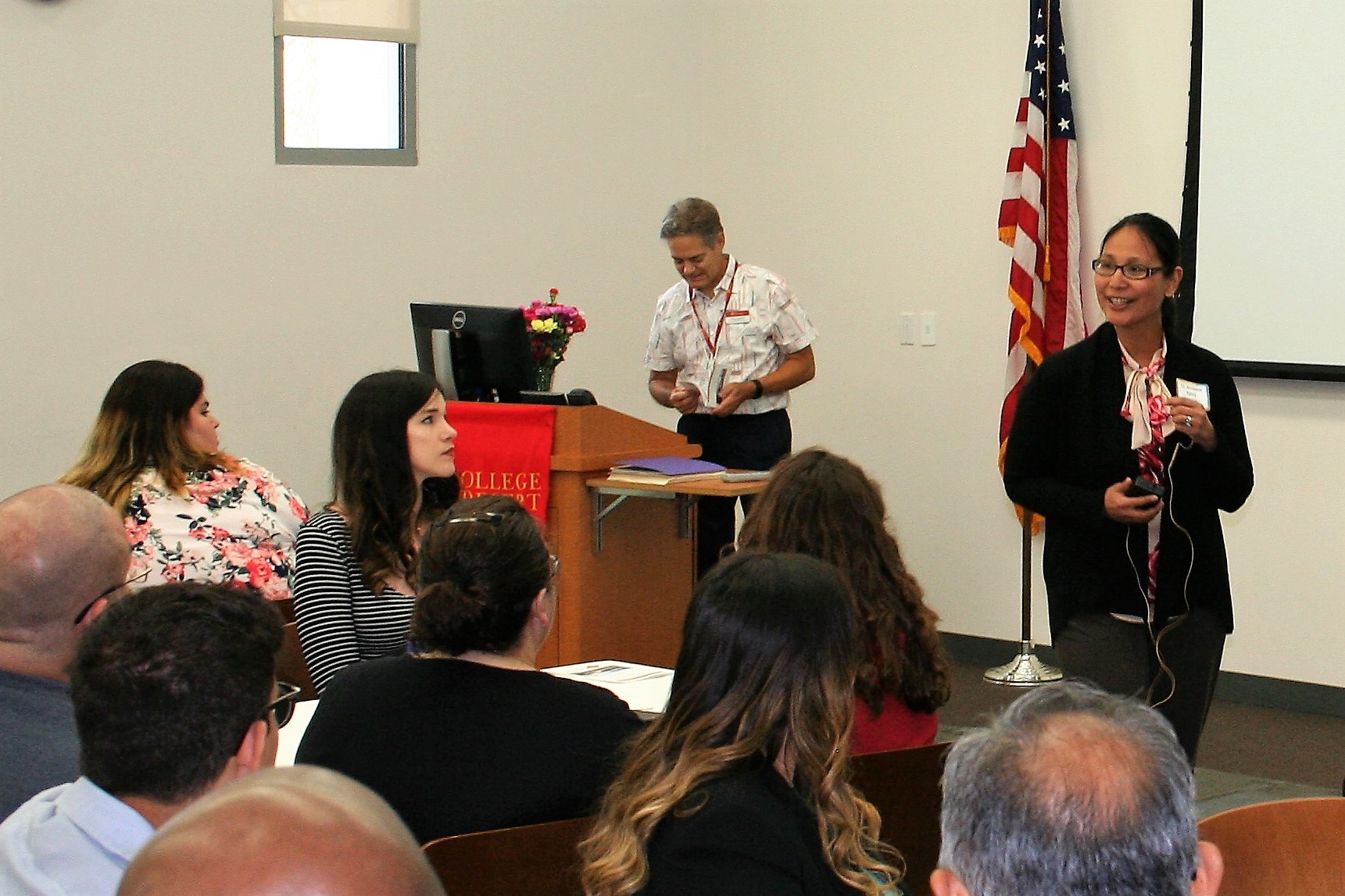 Dr. Annebelle Nery speaking to students